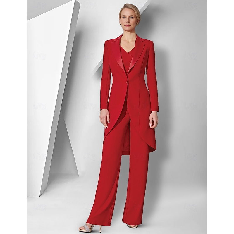 Women's 3 Pieces Suits Formal Wedding Guest Stretch Fabric Elegant Long Sleeve Floor Length Notched Lapels Single Breasted4