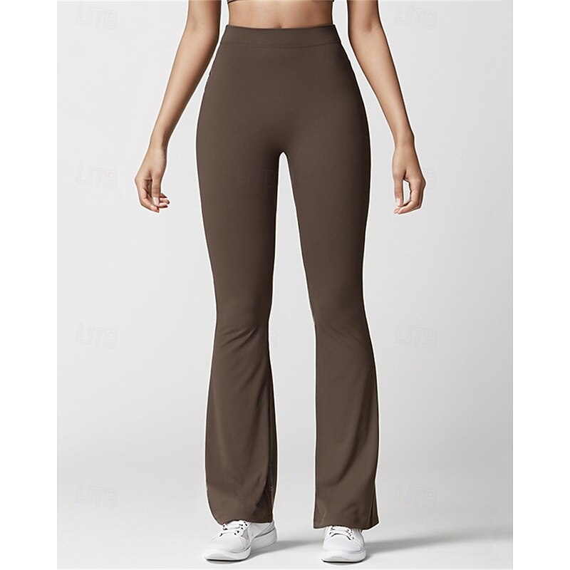 Women's Yoga Pants Flare Leg High Waist Pilates Gym Workout Workout Pants Solid Color Black Navy Blue Coffee Fall Sports Activewear Stretchy Slim2