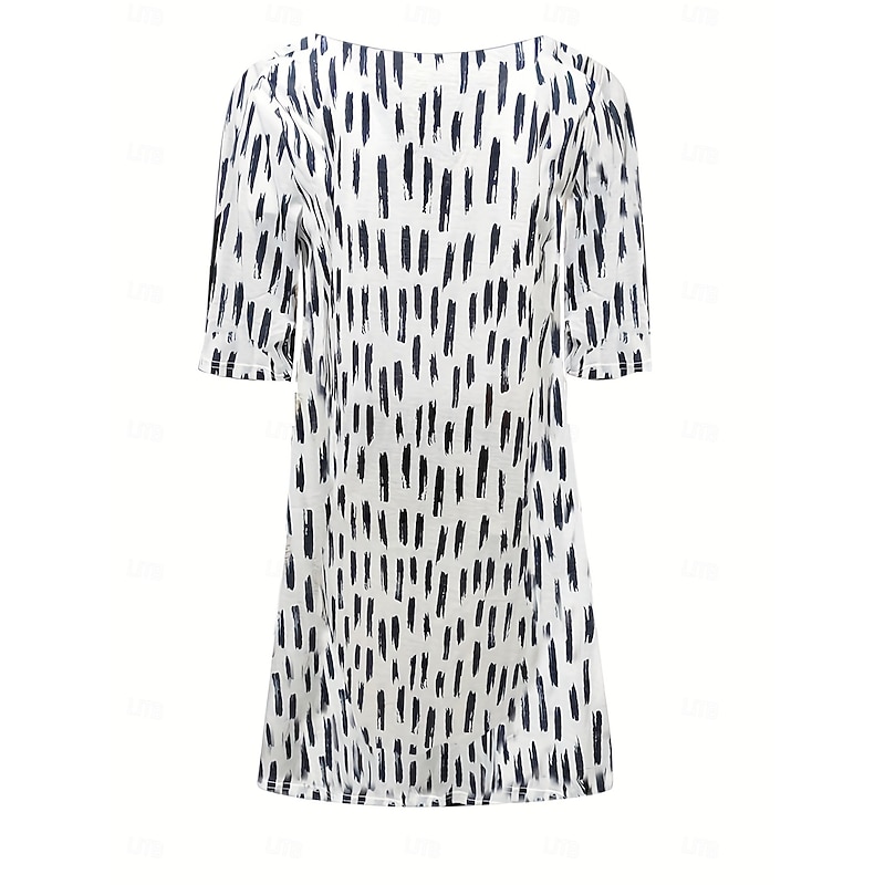 Women's EU / US Size Midi Dress Jumper Dress Boho Dress Spring Dress Boho Wedding Guest Dress Elegant Bohemia Stylish Elbow Sleeve Vacation Work Daily Loose Fit Geometric Plaid 3/4 Length Sleeve V3