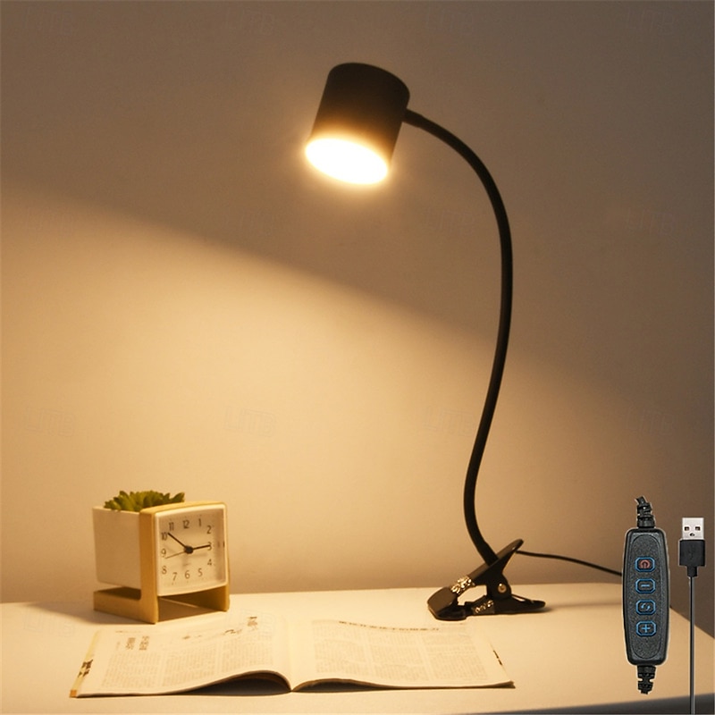 LED Clip Table Lamp Reading Light for Work & Reading - USB Powered Eye Protection, Dimming, Color Matching, Embroidery & Nail Art Lighting 1PC2