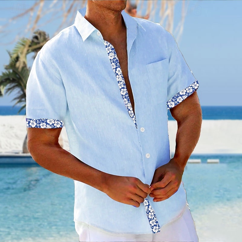 Men's Floral Summer Hawaiian Shirt Aloha Shirt Short Sleeve Hawaiian Resort Vacation Casual Summer Spring Turndown Button Up White Yellow Pink Blue