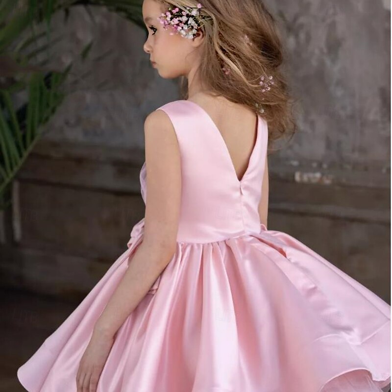 Kids Girls' Party Dress Solid Color Sleeveless Performance Mesh Princess Sweet Mesh Mid-Calf Sheath Dress Tulle Dress Summer Spring Fall kids Yellow Pink Sky Blue3