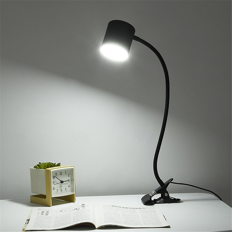 LED Clip Table Lamp Reading Light for Work & Reading - USB Powered Eye Protection, Dimming, Color Matching, Embroidery & Nail Art Lighting 1PC4
