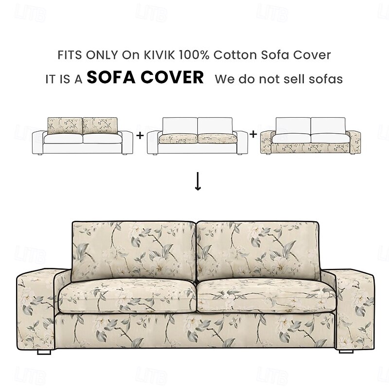 100% Cotton Sofa Cover Floral Colored Quilted Slipcovers  KIVcover LITB PRIME cover2
