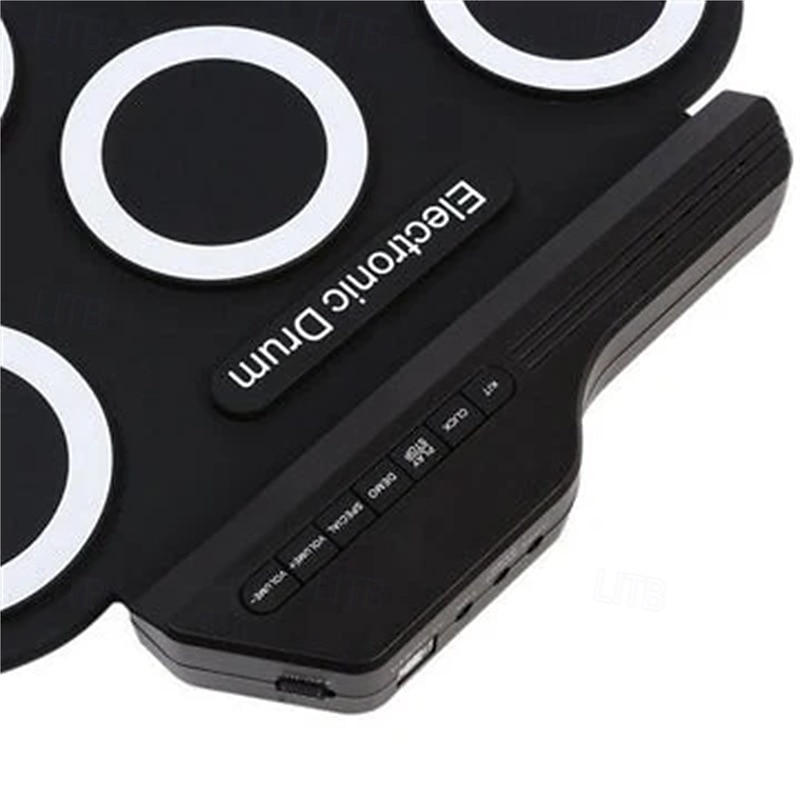 Portable Electronic Drum Kit Mini USB Interface Kids Silicon Foldable Electronic Roll up Digital Drum Pad Kit with Drum Stick Foot Switch Pedal3