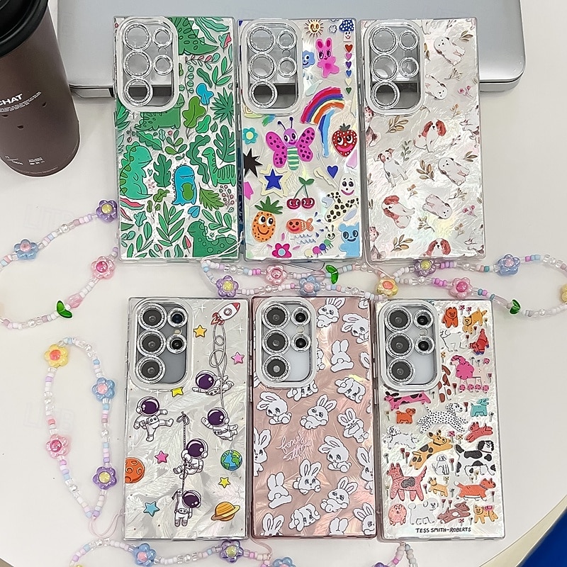 Phone Case For Samsung Galaxy S25 S24 Ultra Plus S24 FE S23 A55 5G A35 5G A25 A15 A54 Back Cover with Wrist Strap Shockproof Retro TPU PC