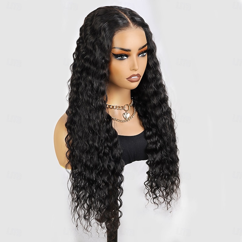 Natural Color 13 x 4 Front Lace Wig Cut Lace With Bleached Knot Deep Wave Human Hair Wig 180% Density4