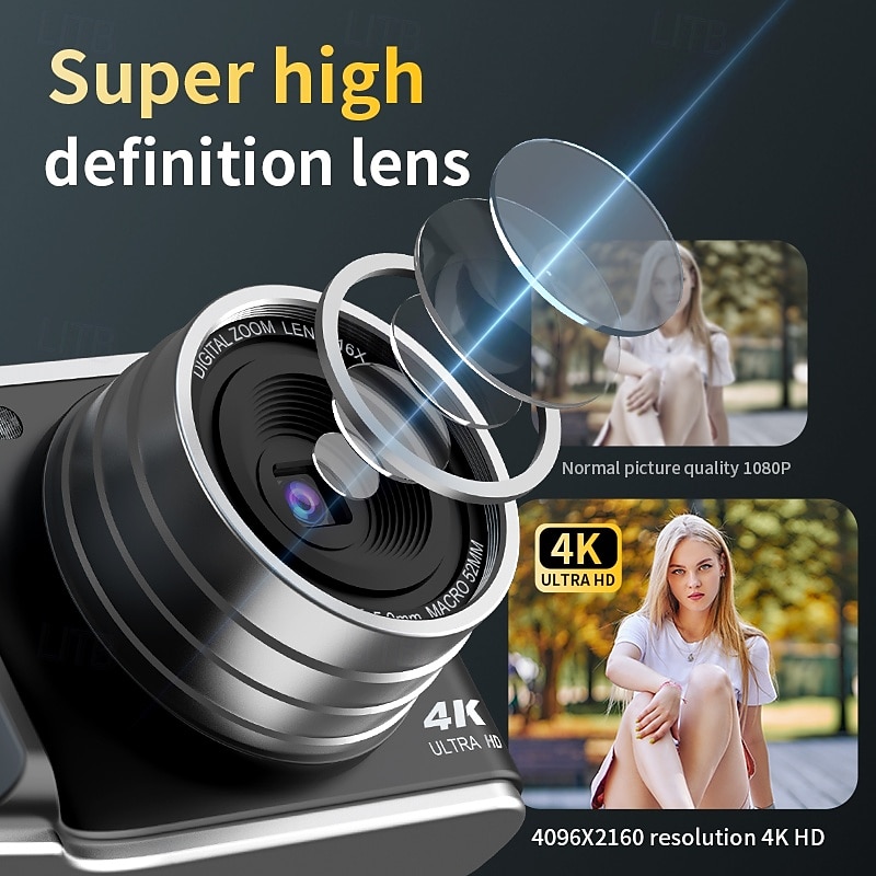 Retro Fashion 64 Megapixel Digital Camera 4K HD CMOS Lens HD Wide-Angle Shooting Camera3