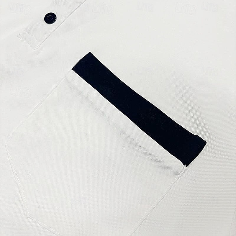 Men's Polo Shirts Golf Shirt Formal Business Lapel Short Sleeve Basic Comfortable Color Block Patchwork Front Pocket Summer Spring Regular Fit Light Blue White Burgundy Navy Blue Gray Polo Shirts4