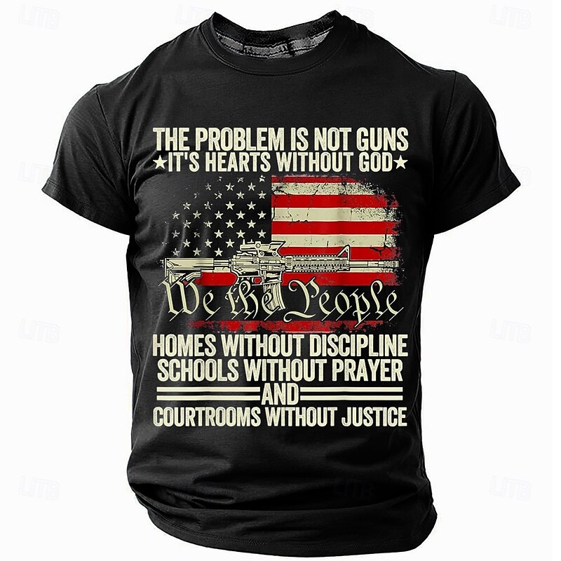 Veterans Day Men's Patriot Patriotic Veteran American US Flag We The People T Shirt Short Sleeve T shirt 3D Print Crew Neck Shirt Military American Street Daily Black Blue Green Summer Spring4