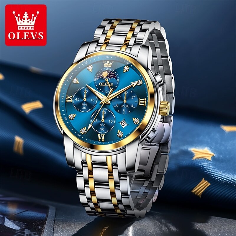 New Olevs Brand Stainless Steel Band Men'S Business Watch Calendar Luminous Chronograph Multifunction Simple Leisure Quartz Watch Fashion Waterproof Sports Men'S Wristwatch3
