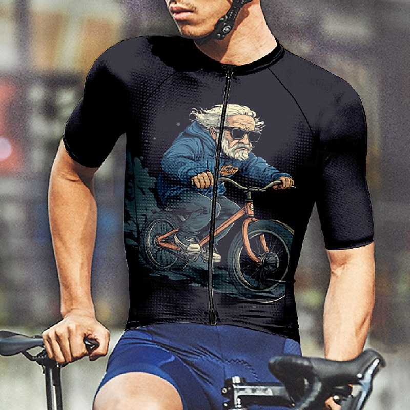 Men's Cycling Jersey Graphic Short Sleeve Bike Tee Tshirt Jersey with 3 Rear Pockets Mountain Bike MTB Quick Dry Anatomic Design Wicking Breathable Sports Black Dark Navy Dark Blue Clothing Apparel4