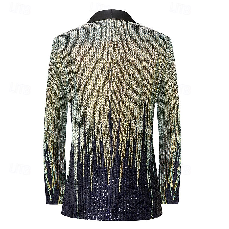 Disco 1980s Lapel Collar Blazer Disco Sequins Fancy Dress Men's Halloween Masquerade Party Club Pride Parade Adults' Coat Fall & Winter3