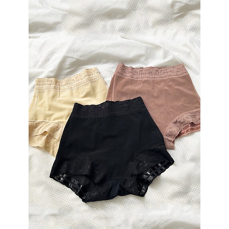 Women's Shapewear Shaping Panty MeshNightwearNylon Solid Colored Black Light Brown Khaki Spring & Summer Fall & Winter4