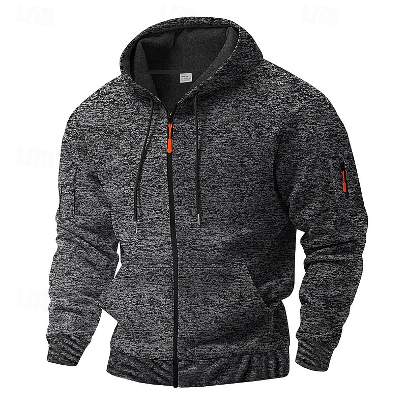 Men's Hoodie Full Zip Hoodie Tactical Hoodie Wine Red Army Green Navy Blue Light Grey Dark Gray Hooded Plain Sports & Outdoor Daily Holiday Streetwear Cool Casual Winter Spring &  Fall Clothing3