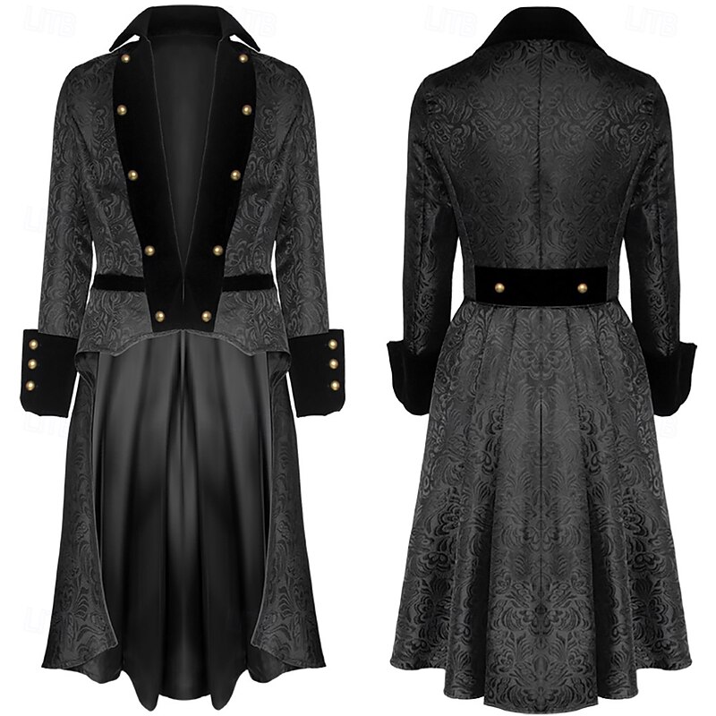 Punk & Gothic Renaissance 17th Century Coat Jacket Trench Coat Gentleman Nobleman Fancy Dress Men's Halloween Carnival Masquerade Event / Party Masquerade Renaissance Fair Adults' Coat2
