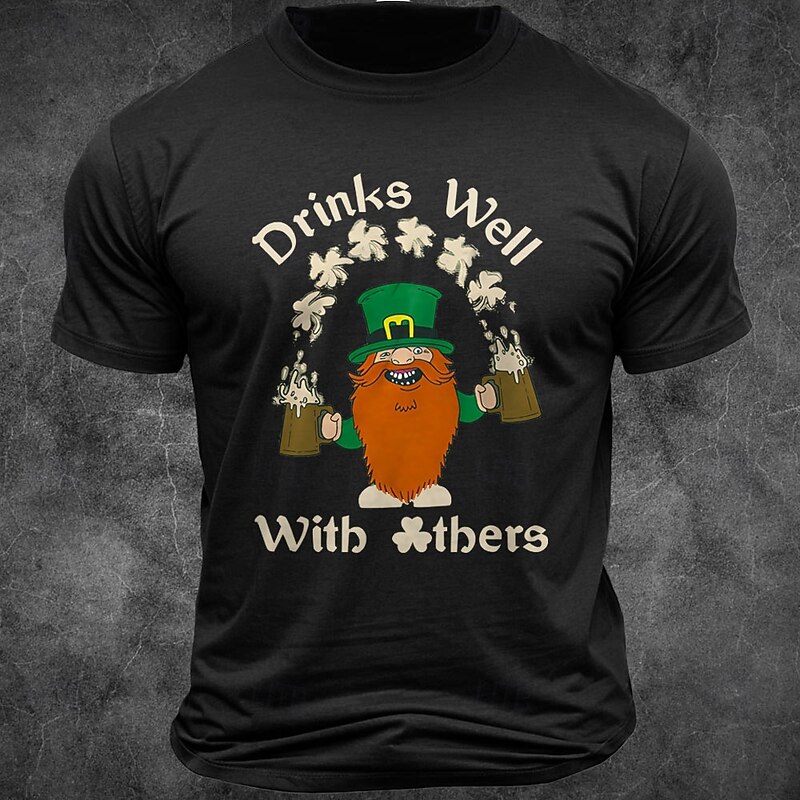 St. Patrick Men's Funny Beer St. Patrick's Day T Shirt Tee Top 100% Cotton Short Sleeve Graphic Shirt Black White Army Green Comfortable Tee Street Holiday Fashion Designer Clothing3