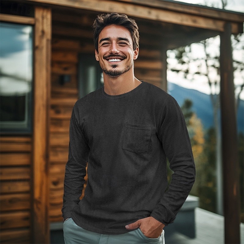 Men's T Shirt Long Sleeve Crew Neck Spring Fall Winter Tie Dye Ugly Active Vintage Crewneck Tie Dye Outdoor Causal Casual Black Green khaki Top Tee for Men3