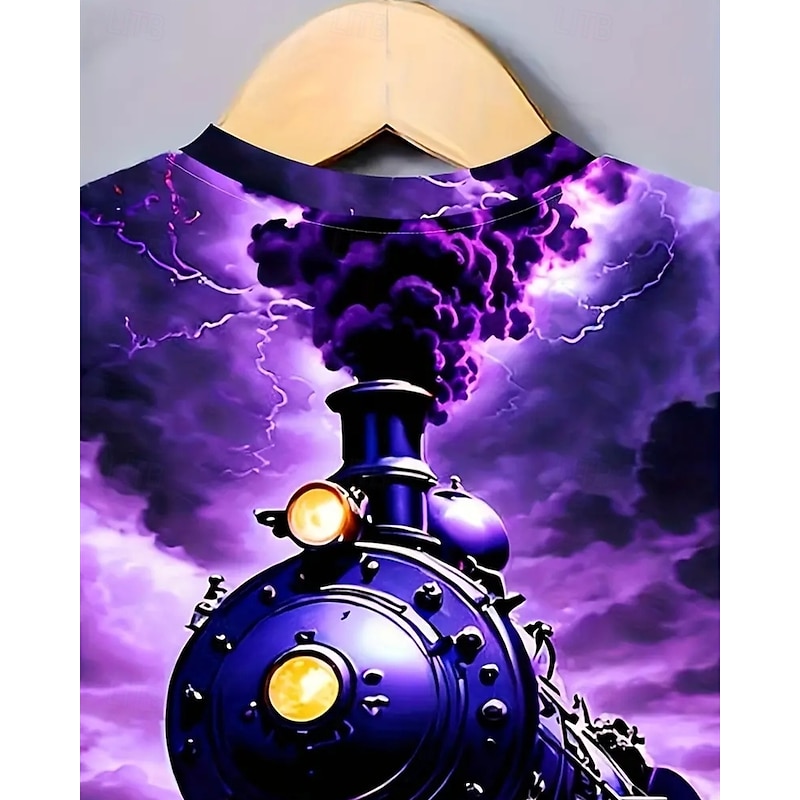 Boys 3D Graphic Train T shirt Tee Short Sleeve Summer Spring Fashion Basic Kids 4-12 Years Crew Neck Outdoor Casual Daily Regular Fit3