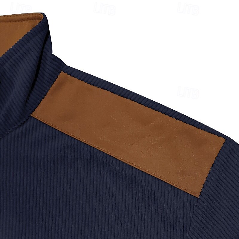 Men's Lightweight Jacket Summer Jacket Corduroy Jacket Transition Jacket Vacation Daily Wearproof Pocket Spring &  Fall Color Block Fashion Classic Stand Collar Regular Black White Navy Blue Apricot4