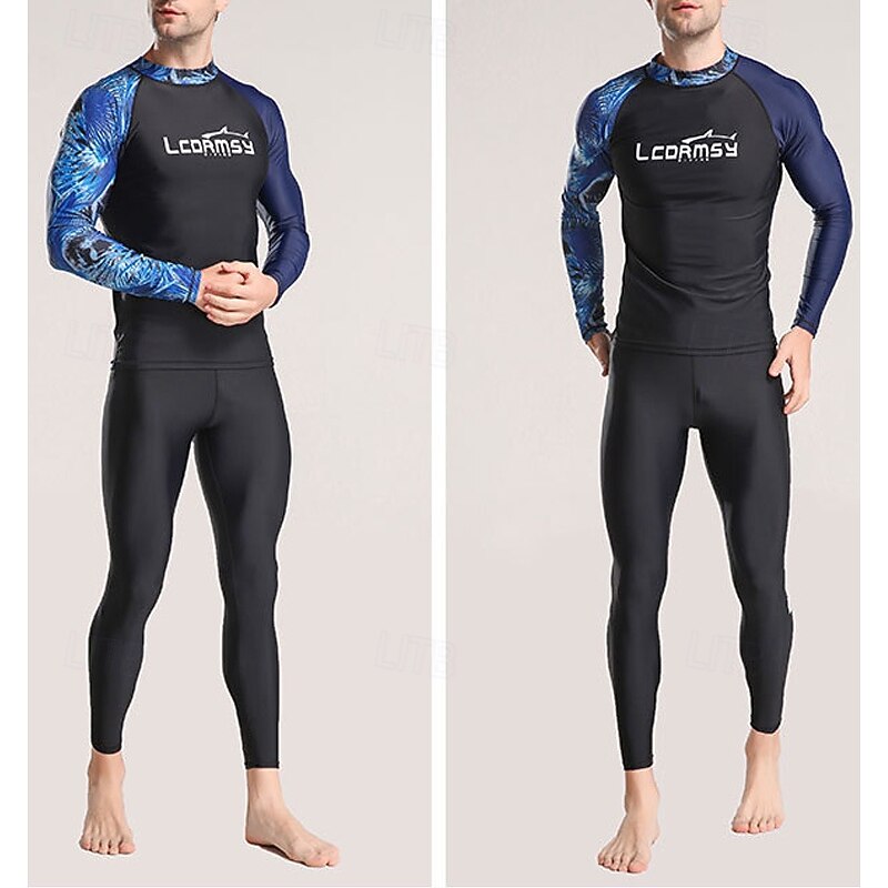 Men's Swim Trunks Rash guard Swimsuit UPF50+ Lightweight Long Sleeve Swimwear Swimsuit 2 Piece Swimming Surfing Beach Water Sports Printed Summer Spring Autumn4