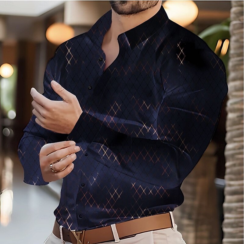Men's Dress Shirt Non Iron Shirt Wedding Outdoor Light Blue Black White Red Long Sleeve Turndown Summer Spring Clothing Apparel3