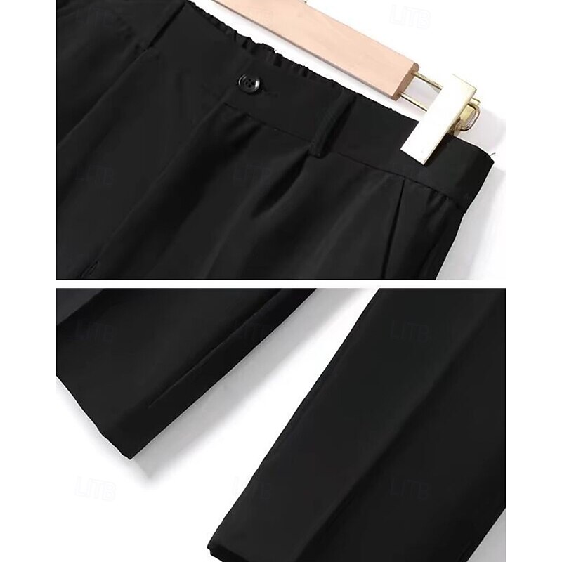 Men's Dress Pants Trousers Chinos Slacks Pleated Pants Buttons Pocket Straight Leg Plain Comfort Formal Party Work Fashion Classic Style Black White Micro-elastic4