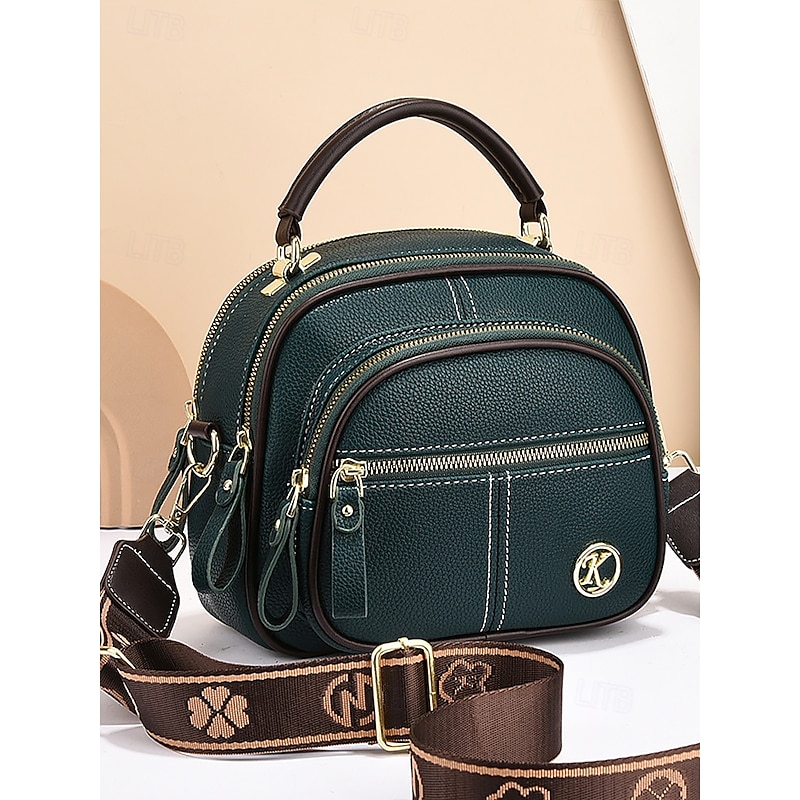 Women's Red Faux Leather Crossbody Bag with Adjustable Strap, Multiple Zipper Compartments, and Compact Design – Perfect for Work, Travel, and Daily Use