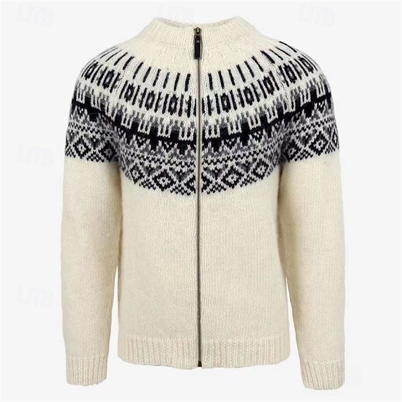 Men's Cardigan Sweater Cropped  Sweater Zip Sweater Knit Sweater Ribbed Knit Regular Tops Patchwork Pocket Color Block Stand Collar Fashion Classic Vacation Daily Wear Clothing Apparel Fall & Winter