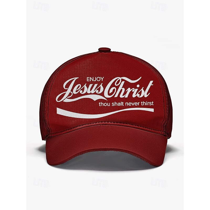 Religious Printed Baseball Cap with 'Enjoy Jesus Christ Thou Shalt Never Thirst' Design, Adjustable Christian Hat for Men and Women, Perfect for Casual Wear, Church Events, and Faith-Based Gifts3
