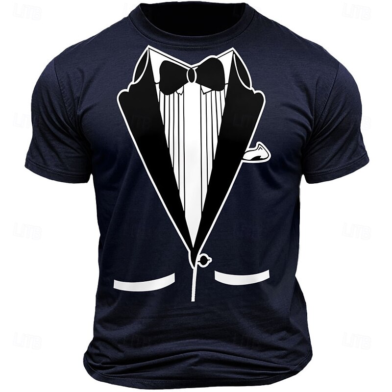 Men's Funny Tuxedo Graphic Short Sleeve T-Shirt in Black3