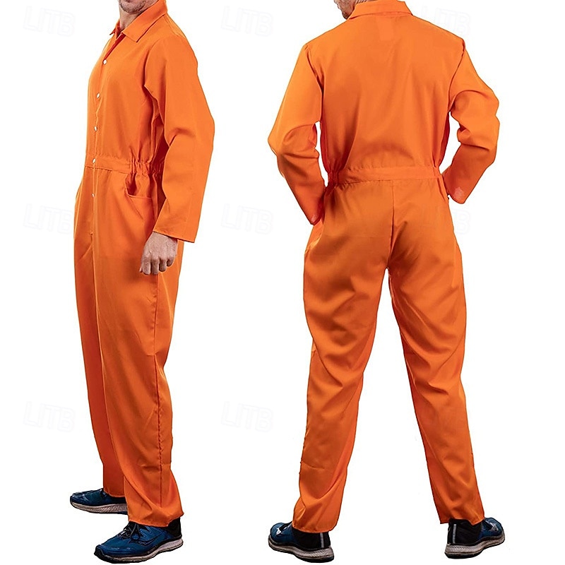 Orange Prisoner Jumpsuit Super Heroes Carnival Costume Jumpsuit Adults' Men's Women's Movie TV Theme Costumes Party Halloween Carnival Easy Carnival Costume3