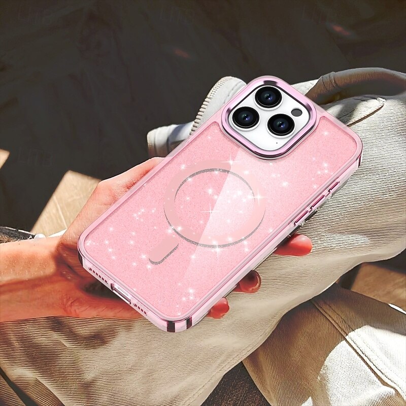 Phone Case For iPhone 17 Pro Max 17 Air 16 15 14 Pro Max Plus 13 12 11 Pro Max Back Cover Magnetic Bling Glitter Shiny Shockproof Retro PC Silicone4