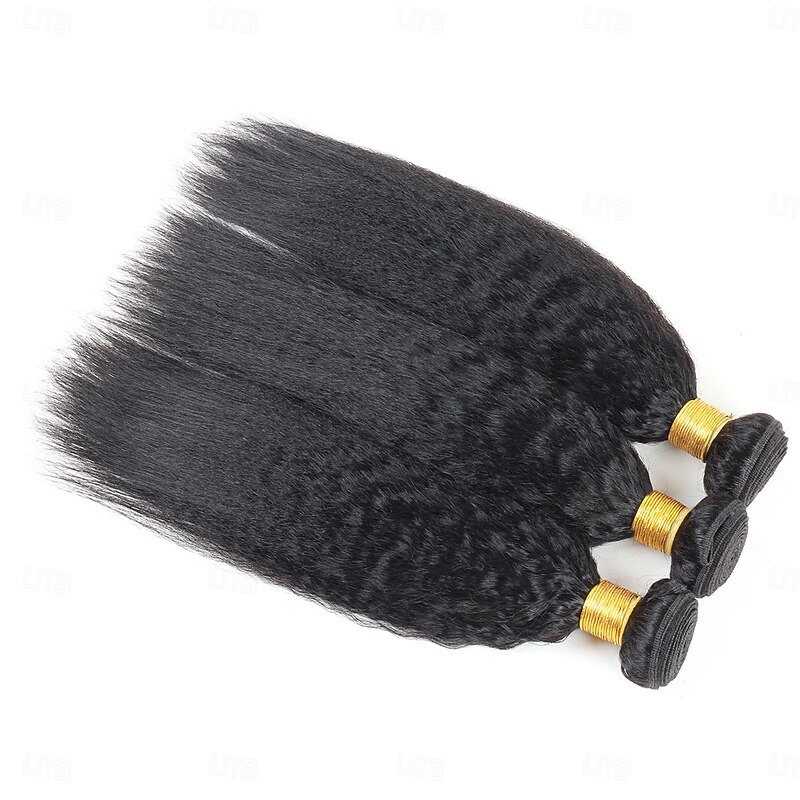 3 Bundles Hair Weaves Brazilian Hair Yaki Straight  Human Hair Extensions 8-28 Inch4