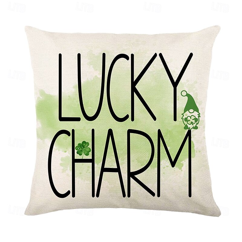 Decorative Toss Pillows Cover Saint Patrick's Day 1PC Shamrock Soft Square Cushion Case Pillowcase for Bedroom Livingroom Sofa Couch Chair3