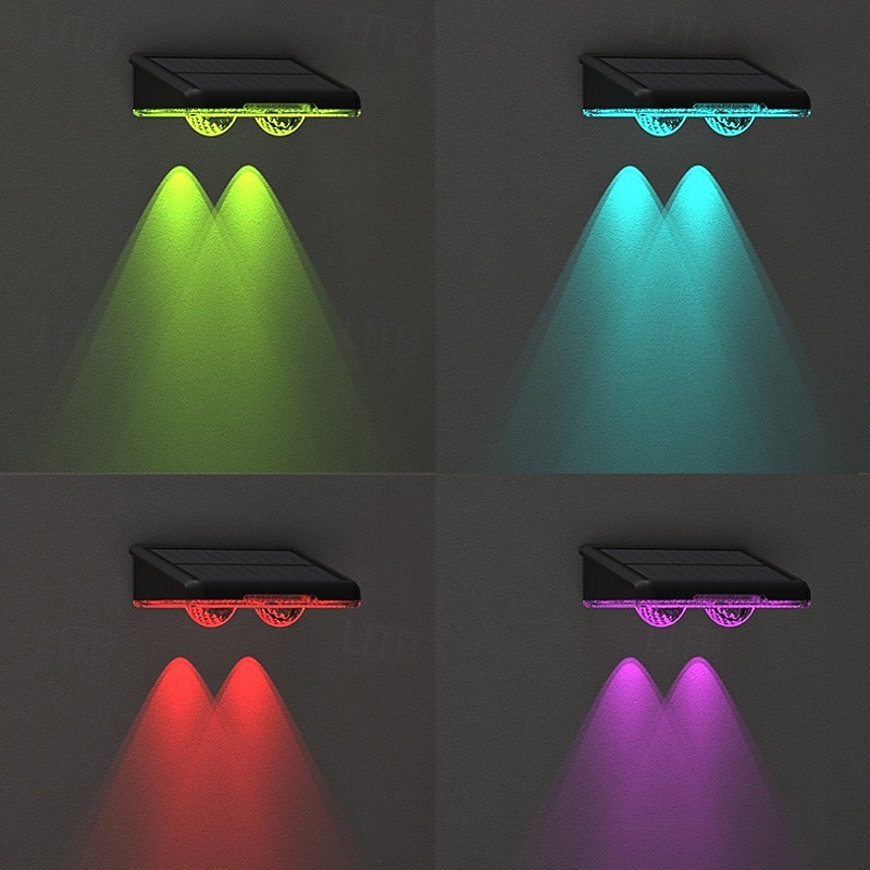 1/2pcs Solar Outdoor Wall Light Courtyard Waterproof Wall Wash Light RGB Color Changing Villa Garden Fence Porch Landscape Decoration2