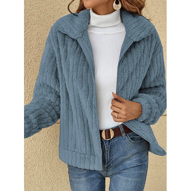 Women's Casual Jacket Outdoor Patchwork Solid Color Windproof Fashion Regular Fit Outerwear Long Sleeve Fall Navy S2