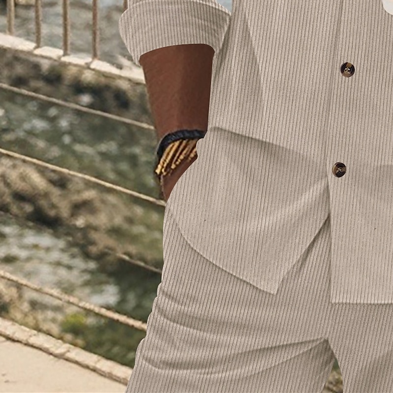 Men's Shirt Casual Shirt Corduroy Shirt Black White Navy Blue khaki Gray Long Sleeve Plain Collar Vacation Hawaiian Clothing Apparel Fashion Casual Comfortable4