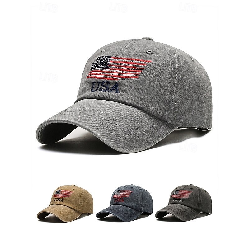 USA Flag Embroidered Baseball Cap, Vintage Washed Cotton Adjustable Hat for Men and Women, Perfect for Casual Wear, Outdoor Activities, and Patriotic Events2