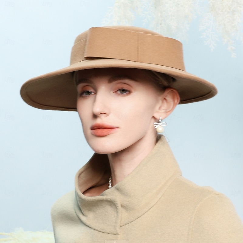 Hats 100% Wool Bowler / Cloche Hat Wedding Tea Party Elegant Wedding With Bowknot Headpiece Headwear3