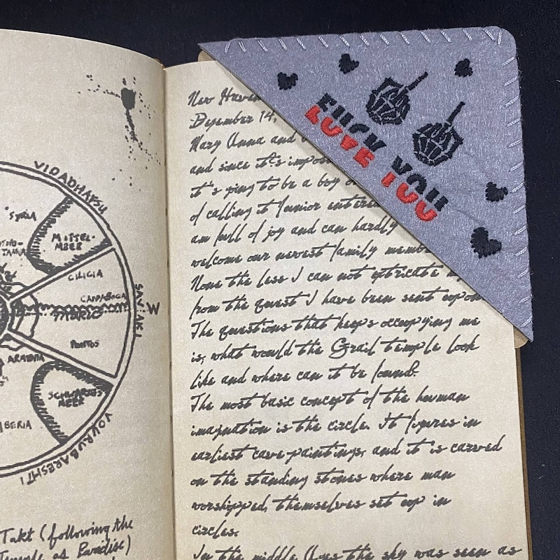 Hand Embroidered Corner Bookmark, Valentine's Day Heart Design Gift, Cute Flower Letter Embroidery, Felt Triangle Page Corner Handmade Bookmark, Decorative Bookmarks for Book Lovers3