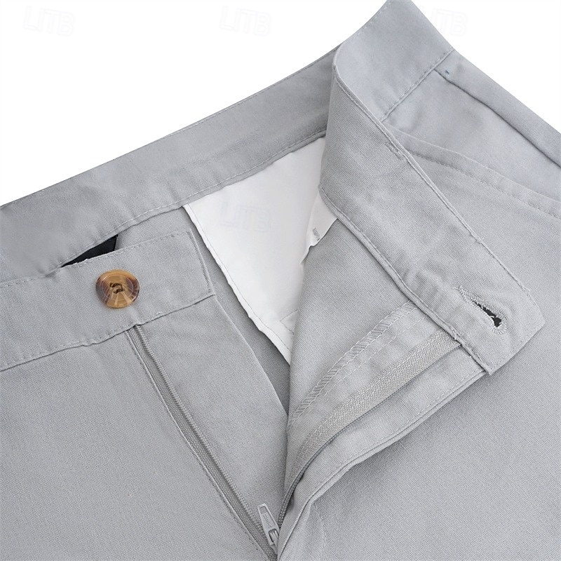 Men's Dress Pants Linen Pants Trousers Summer Pants Front Pocket Straight Leg Plain Comfort Breathable Full Length Casual Daily Holiday Fashion Classic Style White+khaki White+Dark Gray Inelastic3