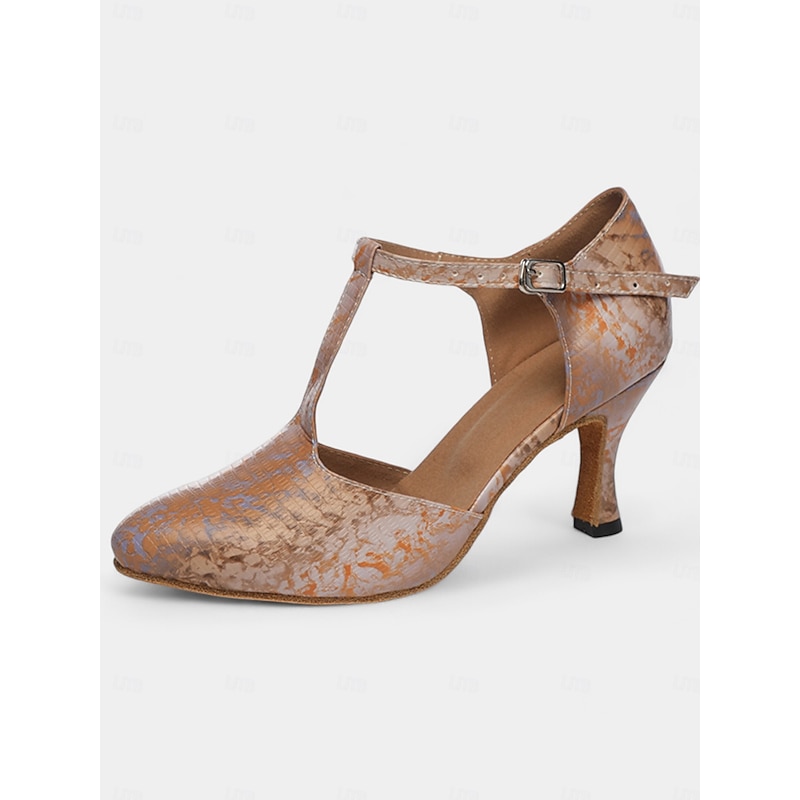 Women's Stylish Metallic Latin Dance Shoes with Soft Suede Sole and T-Strap | Perfect for Practice and Performances4