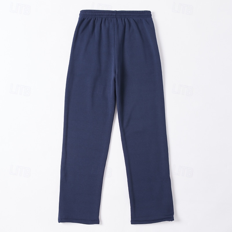 Men's Sweatpants Joggers Trousers Straight Leg Sweatpants Flared Sweatpants Drawstring Elastic Waist Zip Leg Plain Comfort Warm Full Length Outdoor Casual Daily Fashion Streetwear Black Blue 9