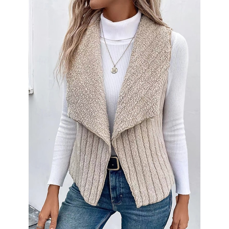 Women's Casual Jacket Outdoor Patchwork Solid Color Windproof Fashion Regular Fit Outerwear Sleeveless Fall pale pinkish gray S