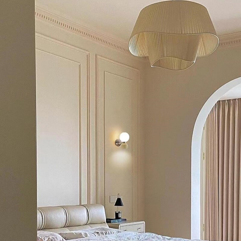 Nordic Wall Lamp White Globe Glass Lampshade Metal Wall Sconce Modern Wall-Mounted Lamps Indoor Wall Wash Lights for Living Room Bedroom Bedside Cafe Restaurant Lighting4