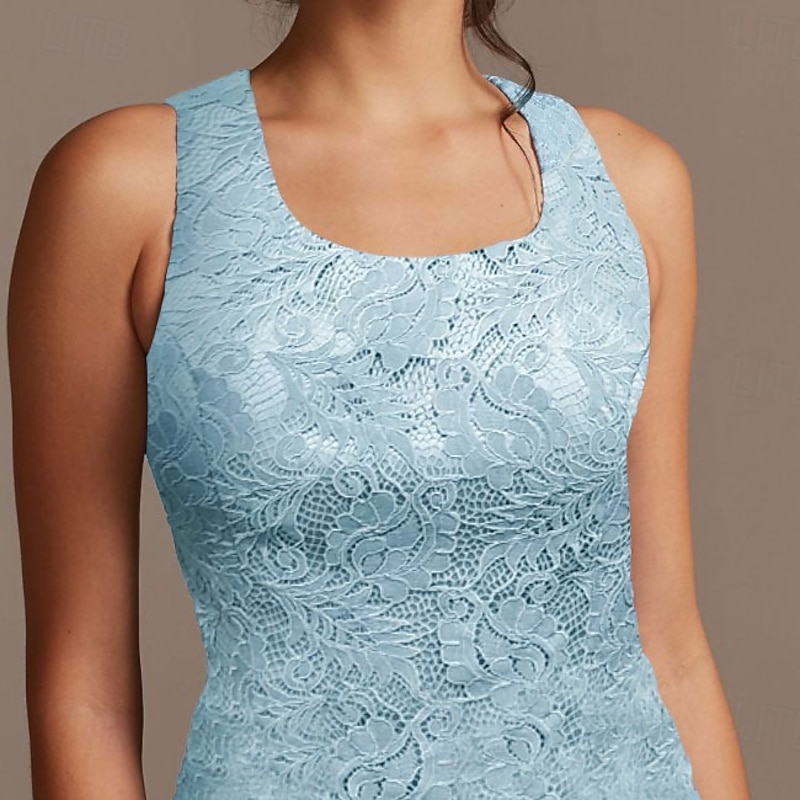 Sheath Mother of the Bride Dress Wedding Guest Elegant Scoop Neck Floor Length  3/4 Length Sleeve Short Jacket Dresses with Lace Race Day Dress3