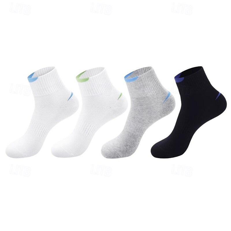 Men's 4 Pairs Multi Packs Socks Crew Socks Running Socks Casual Socks Black Blue Color Color Block Vacation Sports & Outdoor Daily Basic Medium Spring Fall Fashion Casual2