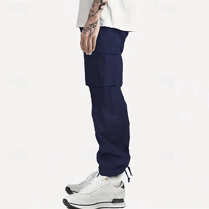 Men's Cargo Pants Trousers Multi Pocket Plain Wearable Outdoor Daily Camping & Hiking Fashion Classic Black Light Green4