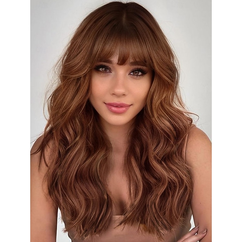 Wigs with Bangs Wavy Wig for Women Synthetic Wig Natural Hair Wigs for Daily Party Wear